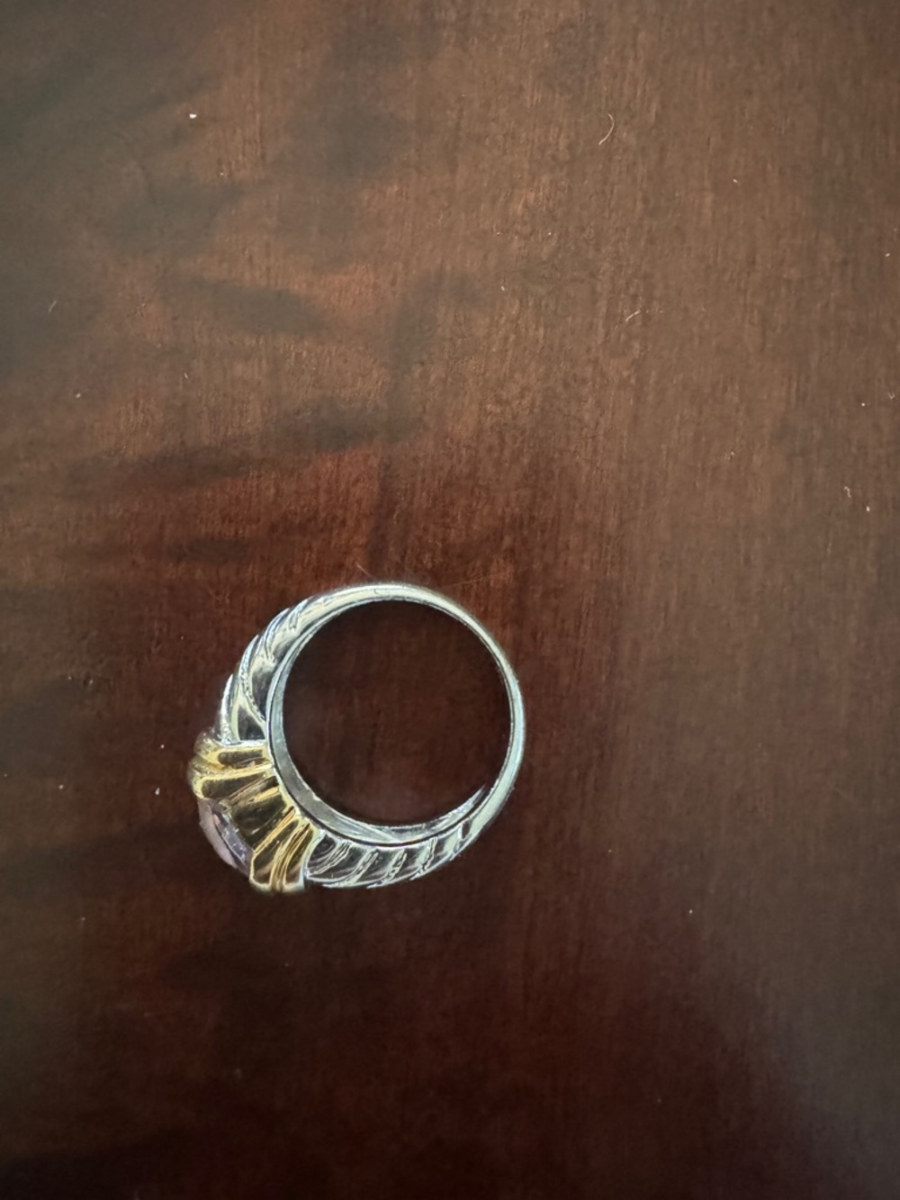 Gold and Silver Ring with Pink Gemstone size 5 - Picture 3 of 4